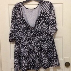 Kiyonna Peplum Black and White Top